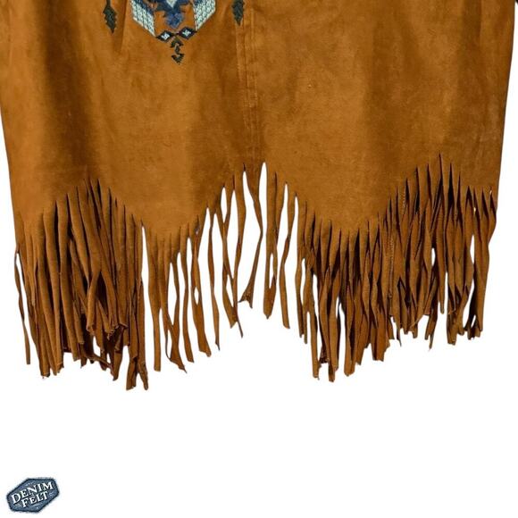 ANDRÉE by UNIT Tan Suede Fringe Jacket w/ Embroidered Cactus &Thunderbird Design - Picture 13 of 16